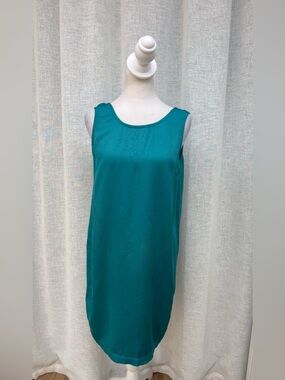 Winston Woods turquoise blue green silk mini shift dress